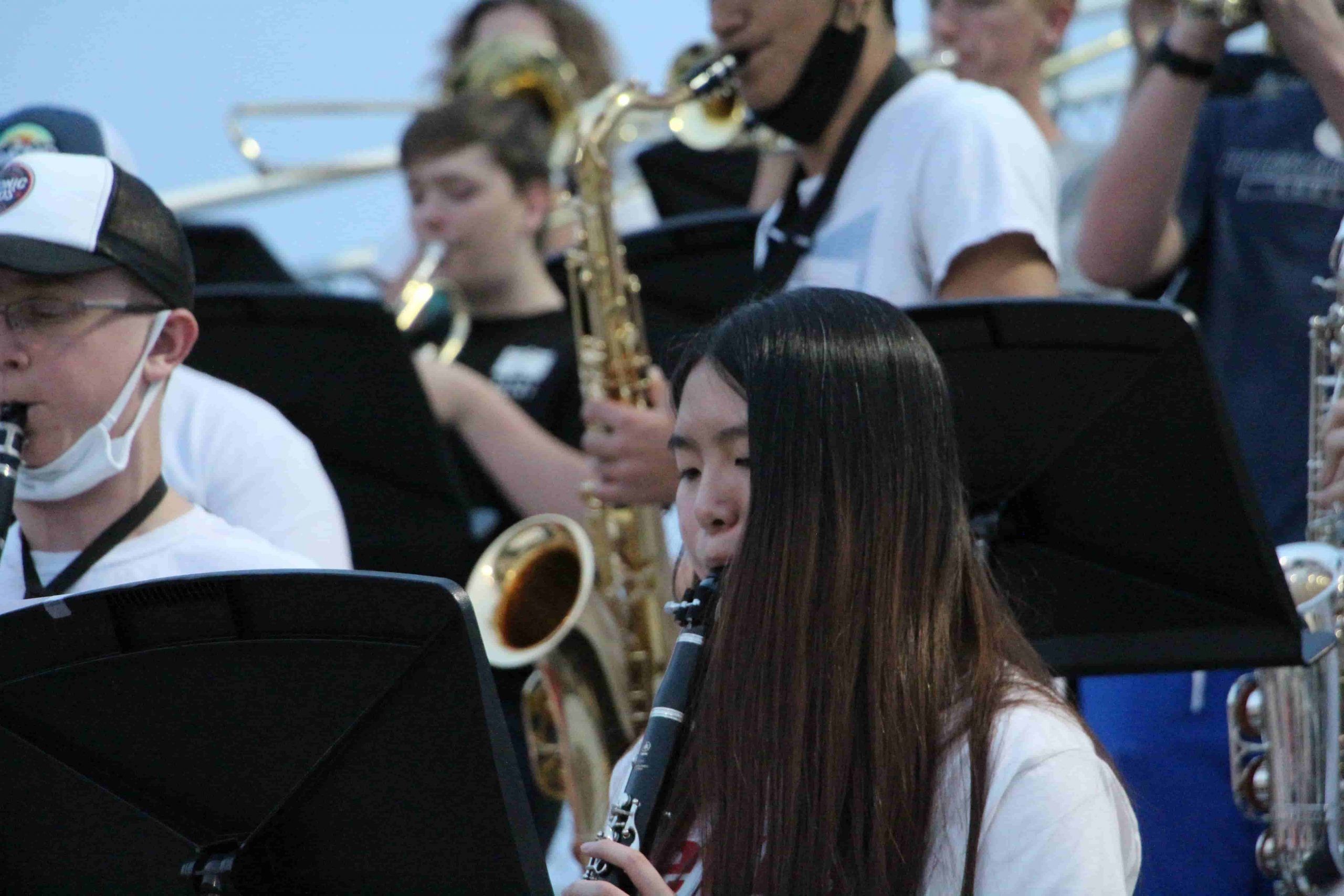 Band students playing instruments